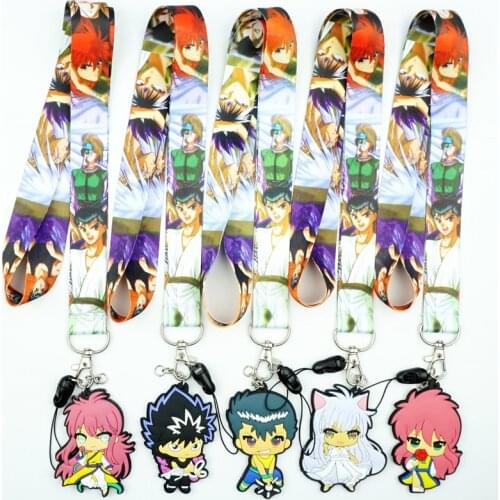 Anime Yu Yu Hakusho Urameshi Yuusuke Lanyard Neck Straps ID Badge Holder Pendant Keyring Charms Mobile Phone Cosplay Keychain