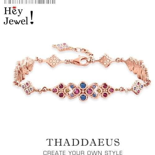 Colourful Stones Bracelet 2020 Spring New Link Chain 925 Sterling Silver Fine Jewelry Victorian Style Royal Look Gift For Women