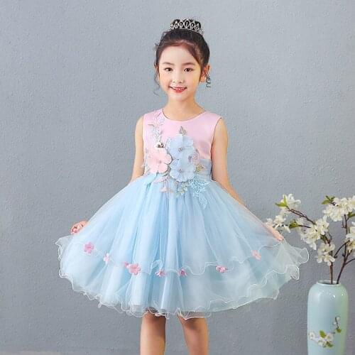 Sweet Floral Princess Girls Party Dresses Children Summer Clothing Wedding Birthday Baby Dress Tutu 5-12 Y Kids Carnival Costume
