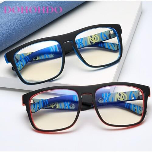 DOHOHDO Vintage Anti Blue Light Glasses Women Men Square Clear Glasses Optical Eyewear Frame Transparent Lens Spectacle Frame