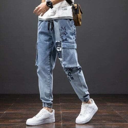 Plus Size Baggy Jeans Men 2021 Summer Hip Hop Streetwear Joggers Men Cargo Pants Ankle-Length Harem Jeans Trousers 6XL 7XL 8XL