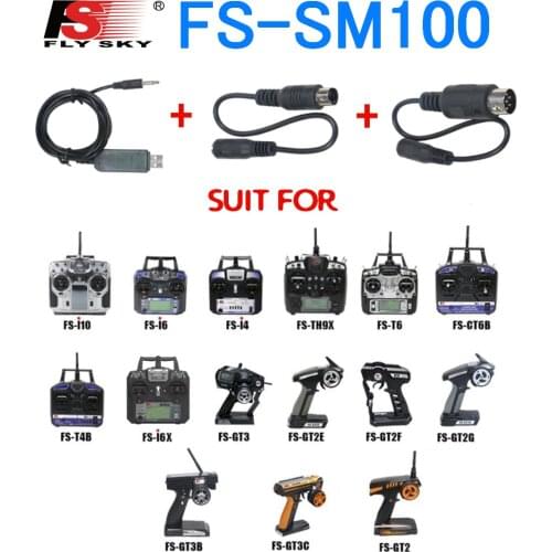 FLYSKY FS-SM100 SM100 RC USB Flight Simulator FMS Cable Set for FLYSKY FS-i6 i10 i6X FS-T6 FS-CT6B TH9X RC FPV Drone Transmitter