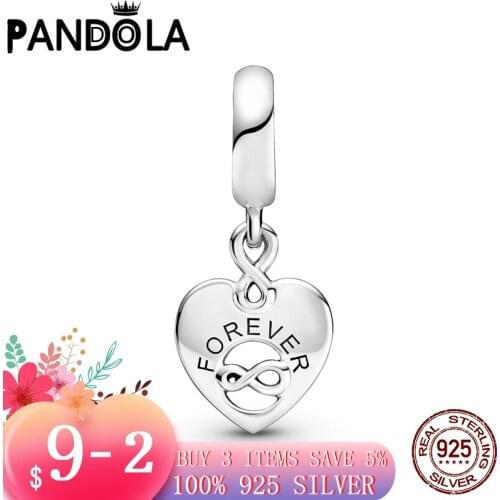 Hot 100% 925 Sterling SILVER charms Friends Forever Heart Dangle Charm fit Original Pandora Bracelet silver 925 jewelry