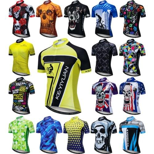 KEYIYUAN Summer Cycling Jersey Short Sleeve Men MTB Clothing Bicycle Shirts Mountain Bike Top Camiseta Ciclismo Hombre