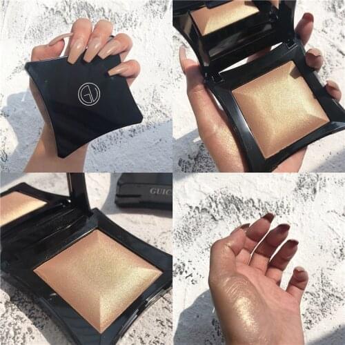 Baked Pressed Glitter Highlighter Powder Palette Shimmer Bronzer Highlight Makeup Face Contour Illuminator Golden Silver Palette
