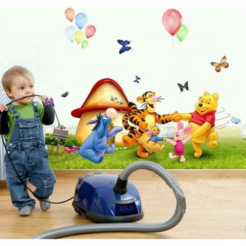 Cute winnie the pooh removable wall stickers for kids rooms baby home decor cartoon animal wall decals art child birthday gifts