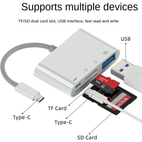 Four-in-One Multi-Functional Card Reader Type-C Docking Station High-Speed 3.0usb to TF SD Converter