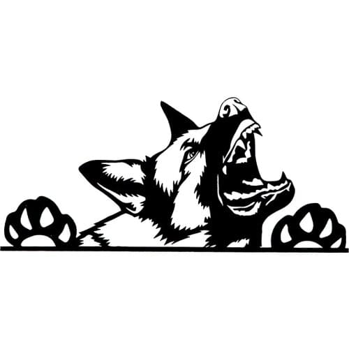 Personality Fashion Cars Decal German Shepherd Snarling Dog Peeking Pvc Car Sticker Red/Black/White/Silve/Laser ,26*11.5cm
