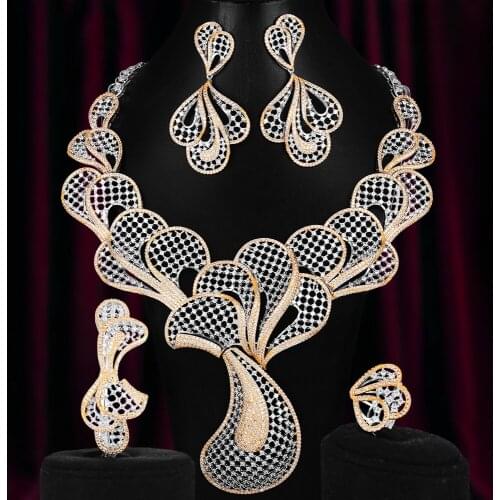 Blachette Fashion Luxury Geometric Jewelry Sets For Women Wedding Celebration African Indian Cubic Zirconia Dubai Bridal Jewelry