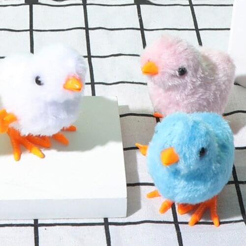 Cartoon Plush Simulation Chick Cat Toy Wind Up Hopping Chicken Pets Supplies Clockwork Jumping Walking Chick Toys