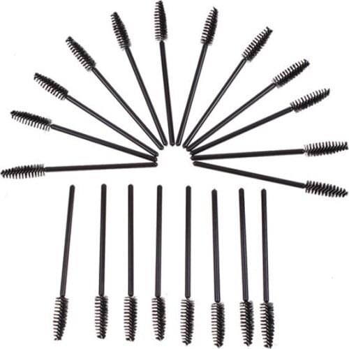 New 100 pcs Eyelash Eye Lash Black Disposable Wand Brush Spoolies Makeup New