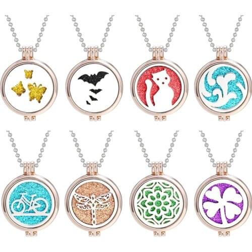 New Aromatherapy Necklace Jewelry Rose Gold Pendant Open Locket Essential Oil Diffuser Perfume Scent Aroma Necklace Jewelry