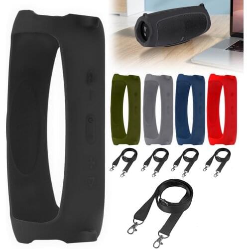 Hot For JBL CHARGE 5 Silicone Case Protective Skin Cover With Strap Portable Wireless Bluetooth Speaker Case For Outdoor Trip