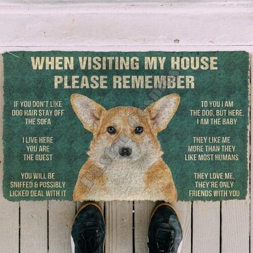Please Remember Pembroke Welsh Corgi Dogs House Rules Doormat Indoor Doormat Non Slip Door Floor Mats Decor Porch Doormat