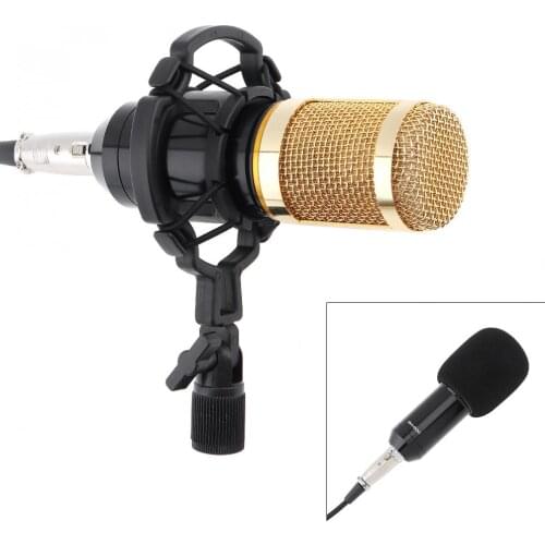 BM-800 3.5mm Wired Capacitor Studio Microphone Double-layer Elastic Mesh Gold Plated for Stage / Conference / KTV /Recording