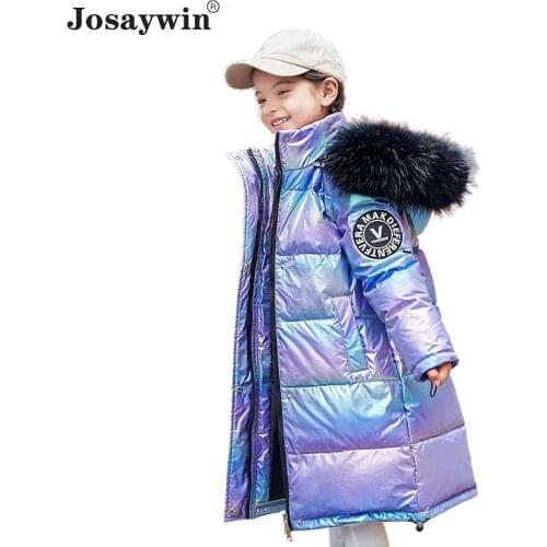 Winter Down Jacket for Girls Kids Fur Hooded Parka Thick Warm Long Coat For Boys Jacket Children Clothes Winter Jacket For Girls