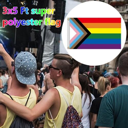 Rainbow Flag Banner Durable UV Resistant Progress Pride Flag String Hanging Flag Banner Bunting 90*150cm String GBT Flag