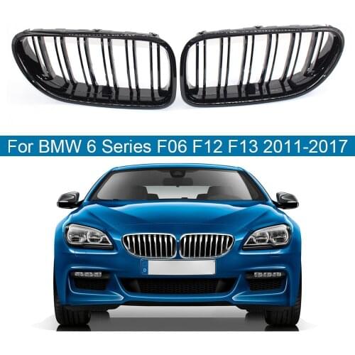 1 Pair Car Front Bumper Kidney Grille Double Line Sport Racing Grills For BMW 6 Series M6 F06 F12 F13 2011-2017 Auto Accessories