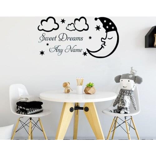 Sleeping Moon Star Cloud Sweet Dream Personalized Name Wall Sticker Vinyl Art DIY Baby Bedroom Decor YO-162