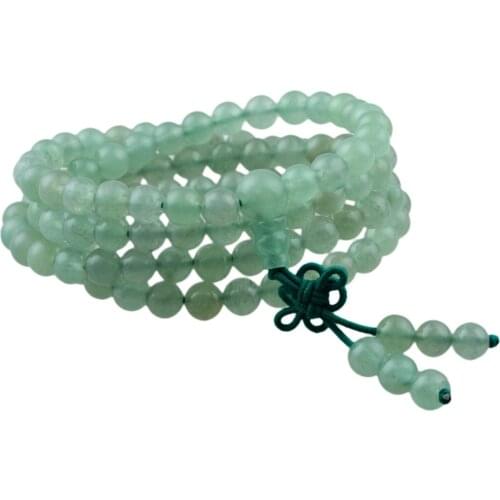 SUNYIK Green Aventurine Stone 6mm Buddhist Buddha Meditation 108 Prayer Bead Mala Bracelet/Necklace