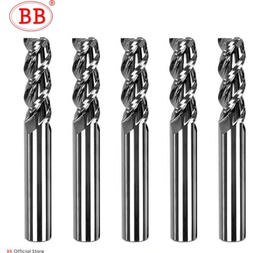 BB 3 Flute Carbide Milling Cutter Tungsten End Mill CNC Tool 1 to 20mm HRC55 for Aluminum Fiberglass Acrylic Wood Copper Plastic