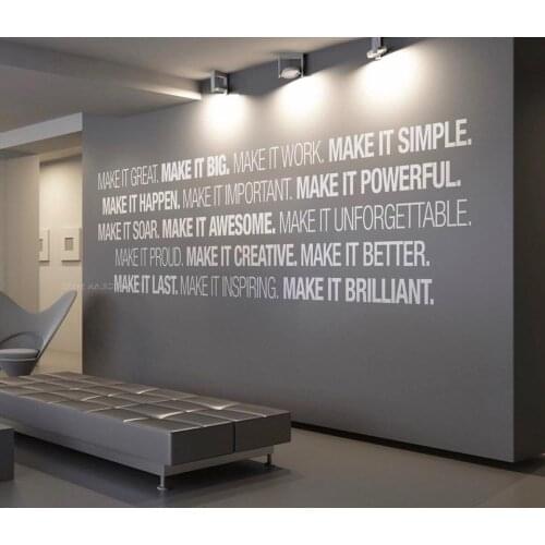 Make It Great Make It Brilliant Inspiring Exciting wall stickers Vinyl Office Bedroom living room Poster stickers muraux SE026