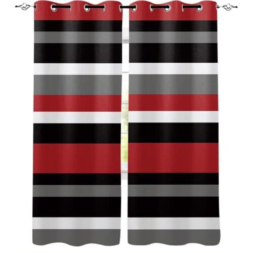 Red Black White Stripes Geometric Blackout Curtains For Living Room Bedroom Printed Window Treatment Drapes Home Decor