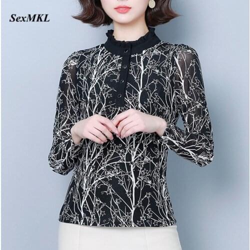 Plus Size Elegant Office Blouses Women 2020 Fashion Long Sleeve Winter Printed Ladies Tops Clothes Casual Slim Korean Blouse