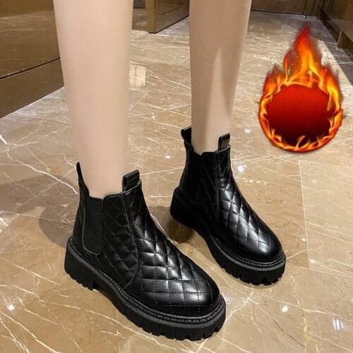 Women New Snow Boots ladies British Style PU Leather Short Plush Warm Thick Bottom Ankle Boot Female Fashion Casual Shoes Winter