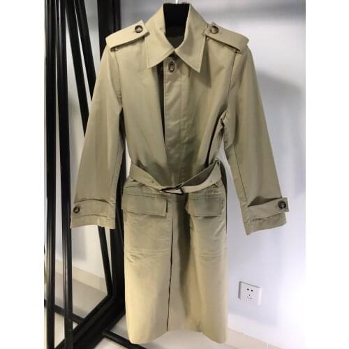 Ladies 2021 high new quality fashion sleeve lapel solid color lace long trench coat 1216