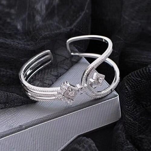 Designer Fashion 925 Sterling Silver Jewelry 3A Cubic Zirconia Party Bangle