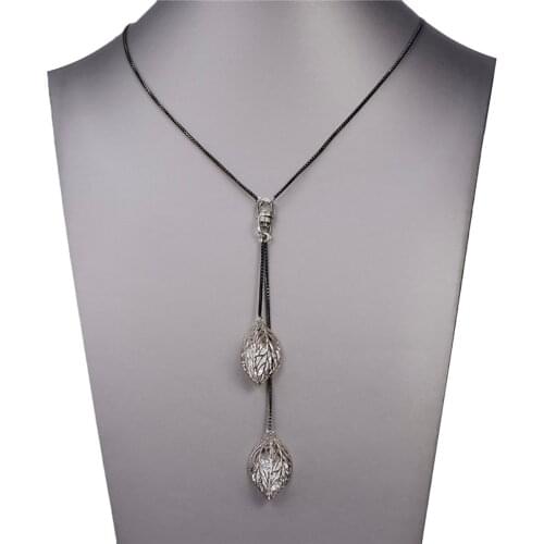 Punk Pendant Necklace Silver Color Leaves Crystal Personality Long Necklace For Women Vintage Jewelry Jóias Femininas 2021 New