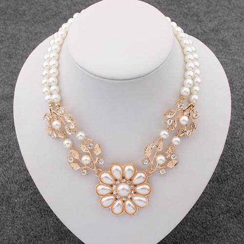 Women Bohemian Faux Pearl Flower Pendant Choker Necklace Jewelry Charm Gift women accessories
