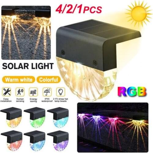 1/2/4Pcs Solar RGB Color Deck Outdoor Waterproof LED Lights for Courtyard Garden Steps