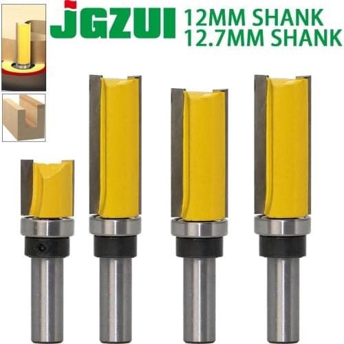 12mm&12.7mm Shank Template Trim Hinge Mortising Router Bit Straight end mill trimmer cleaning flush trim Tenon Woodworking Tools