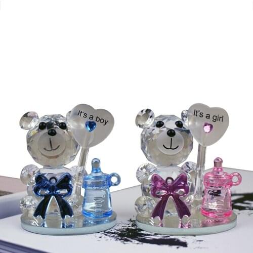 12pcs/lot High Quality Crystal Bear Nipple Baby Shower Souvenirs Christening Party Favors Gifts