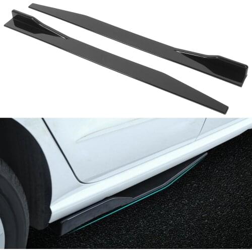 2pcs Car Side Skirt Splitter Lip Winglet Diffuser Car Accessories Wing Spoiler Glossy Black 120cm/47.2in Universal