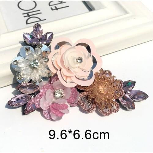 3D Flowers Beaded Handmade Appliqued Flower Sequin Applique for Clothes Sequin Patches Beaded Applique Sew on Cute Patch