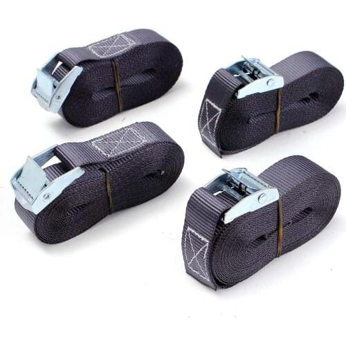 4x 5m*25mm Car Tension Rope Tie Down Strap Strong Ratchet Belts Luggage Bag Cargo Lashing w/Metal Buckle Tow Rope Tensioner