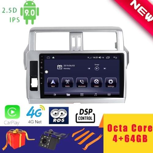 9" Android 10.0 Car Multimedia Player GPS Stereo Radio for Toyota PRADO 2014~2016 Head Unit Octa Core DSP 2.5D+IPS 4G Carplay