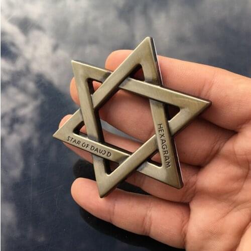Bronze Metal Chrome Star of David Jewish Car Trunk Emblem Badge Decal Sticker