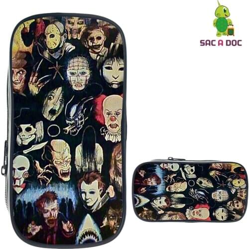 Horror Movies Printed kids Pencil Case 3d Printing Ziper Super Big Capacity Pen Bag Makeup Stationery Pouch School Supplies