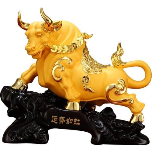 Cattle Decorations Taurus Resin Crafts Home Living Room Tv Cabinet Office Decora Sand Gold Gifts Figurines Miniatures Ornament