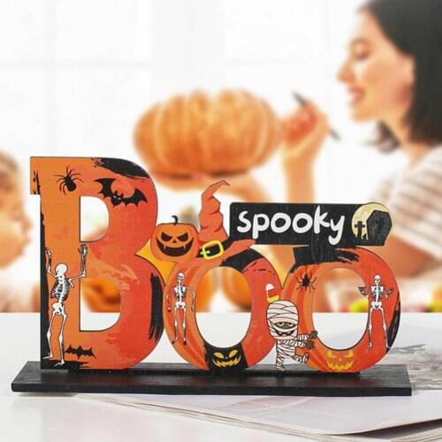 Halloween Pumpkin Wooden Ornaments Bar Party Scene Layout Treator Trick/BOO Sign Dinner Table Decorations Halloween Supplies