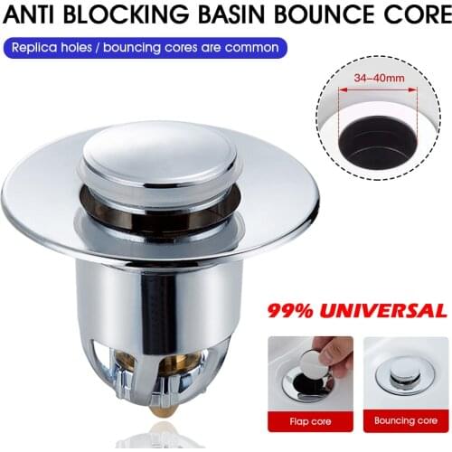 Bounce Core Pop-up Drain Filter Bathroom Stainless Steel Bounce Core Push-type Hair Stopper Basin Pop-up 34-40mm Drain Filter