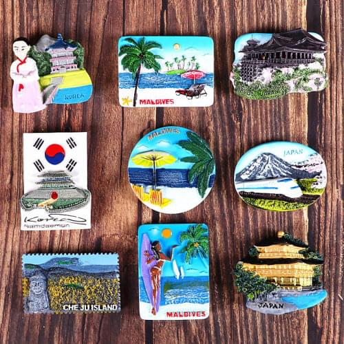 Korea girl map Japan Architecture Maldives 3d fridge magnet Hawaii beach America USA tourism souvenir collection gift home decor