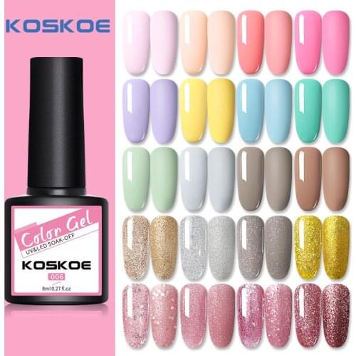 KOSKOE 8ml Nude Color Gel Nail Polish Semi Permanent Vernis Base Top Coat UV LED Gel Varnish Soak Off Nail Art Gel Nail Polish