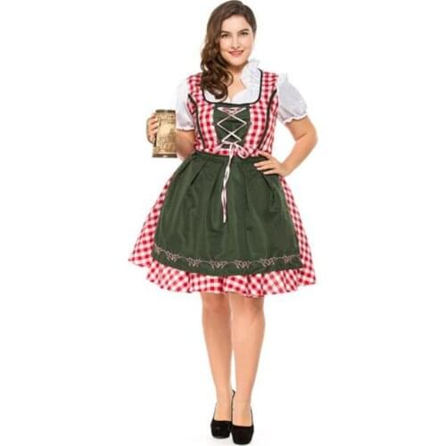 Plus size Germany Bavaria Oktoberfest beer festival work clothes Costume Halloween Carnival Party Cosplay Fancy short dress A040