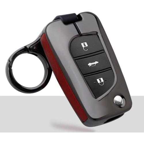 Zinc Alloy Leather Car Remote Key Case Cover Holder For Toyota Auris Corolla Reiz Avensis Verso Yaris Aygo Rav4 Scion 2015 2016