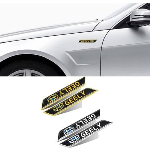 2PCS Metal Car Stickers Fender Styling for Geely Logo Emgrand EC7 EC8 X7 7 GE GT EV8 EX7 Vision CK GE MK Bl King Kong Gx7 Decals